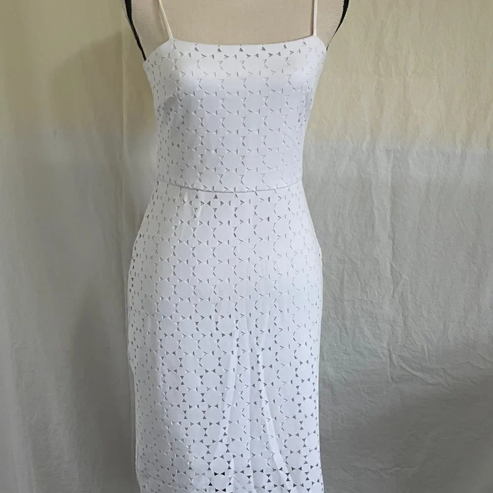 NWT Trina Turk White Spaghetti Strap Cutout Party Dress Size 2  *
